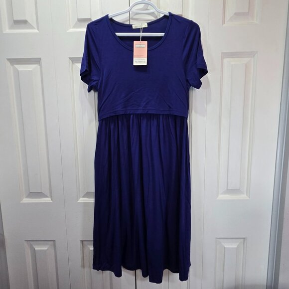 NWT Women’s Navy Blue Nursing Maternity Dress – Size Small - Picture 1 of 6